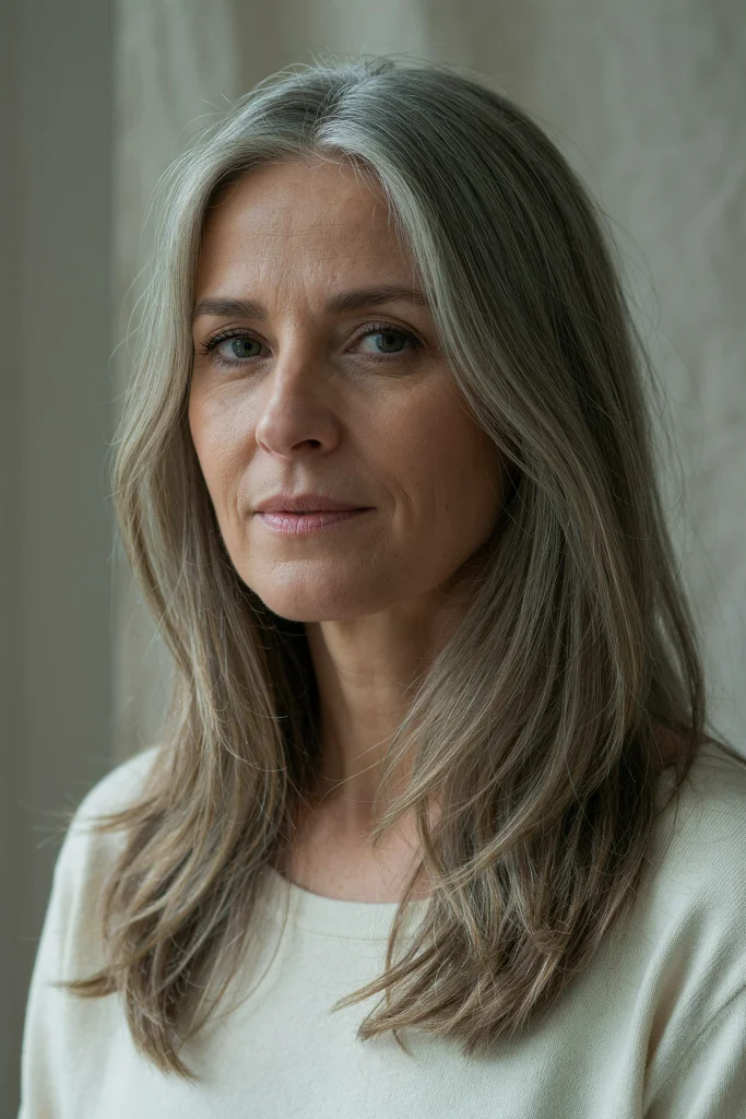 23 Low-Maintenance Butterfly Layers for Long Hair Butterfly Layers for Salt-and-Pepper Gray Hair
