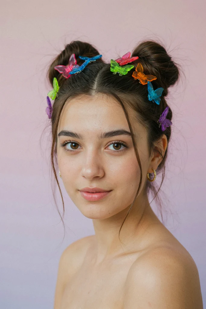  90s Butterfly Clip Space Buns