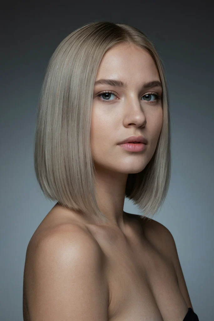 Ash Blonde Blunt Bob