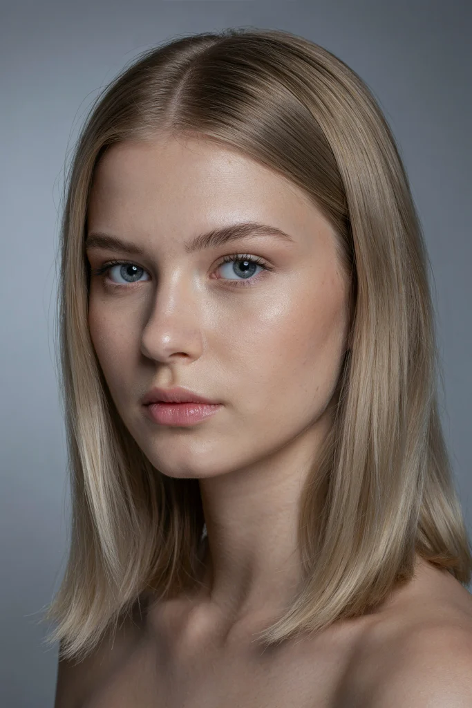 23 Glossy Straight Hair Looks That Shine Bright ash blonde sleek straight hair