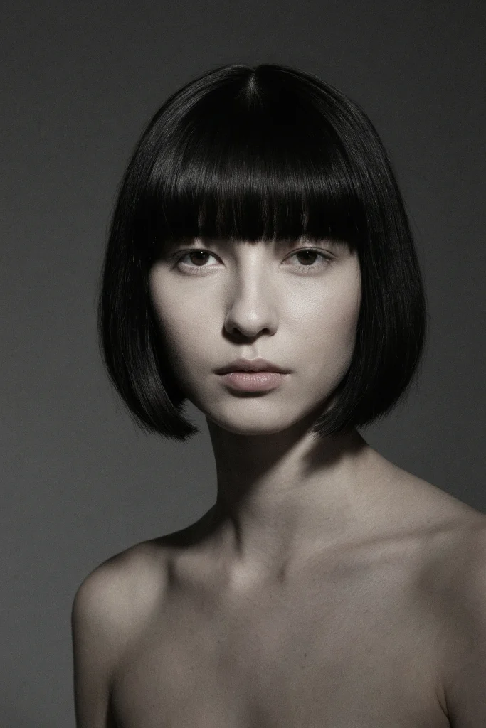 blunt bob with blunt bangs