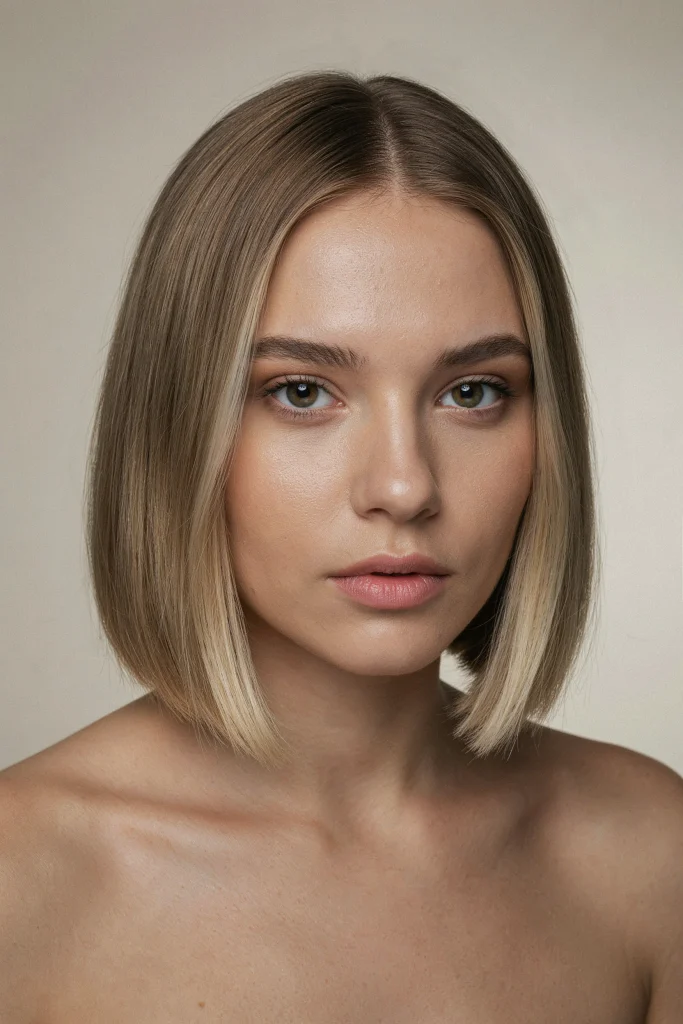  Blunt Bob with Money Piece Highlights