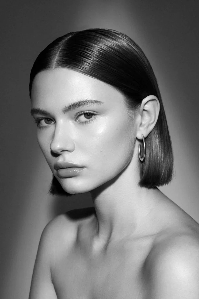 22 Blunt Bob Styles That Are Fresh & Modern blunt bob with wet look styling