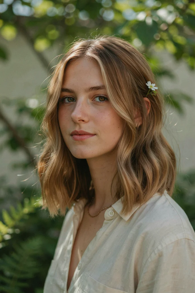 Blunt Lob with Beach Blonde Balayage