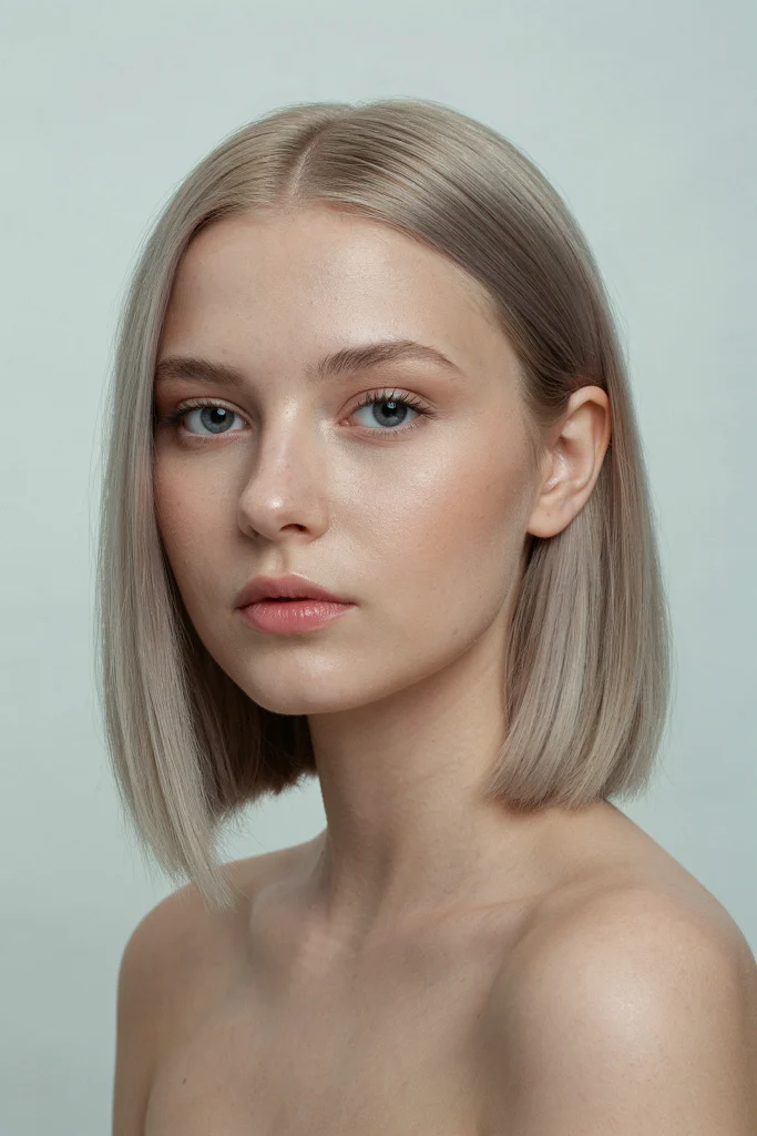 Blunt Lob with Cool-Toned Ash Blonde