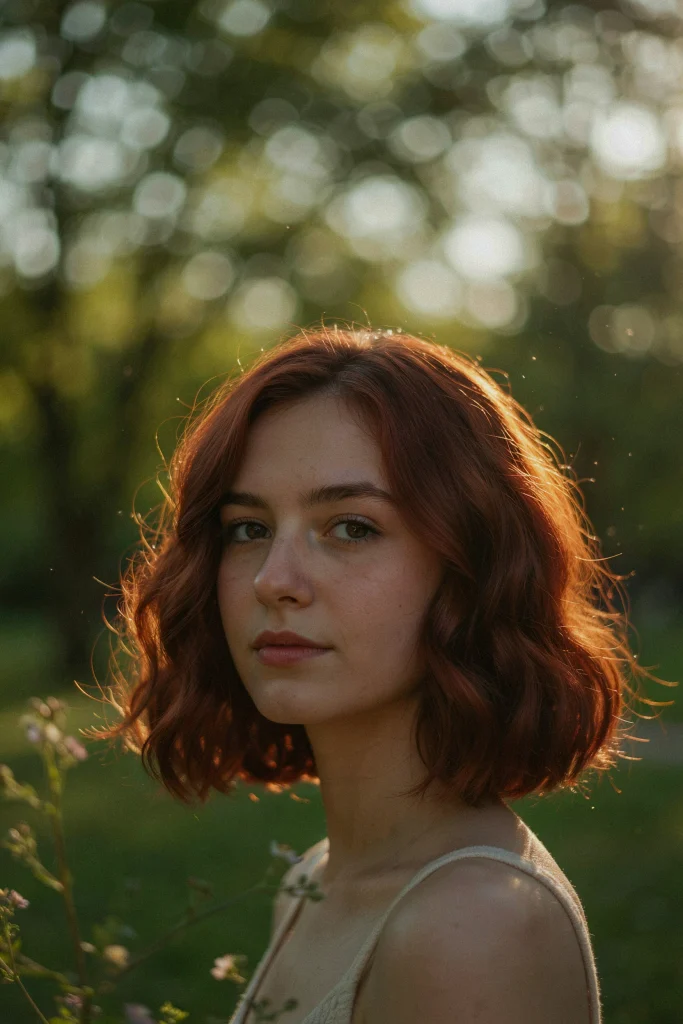 Blunt Lob with Copper Red Tones