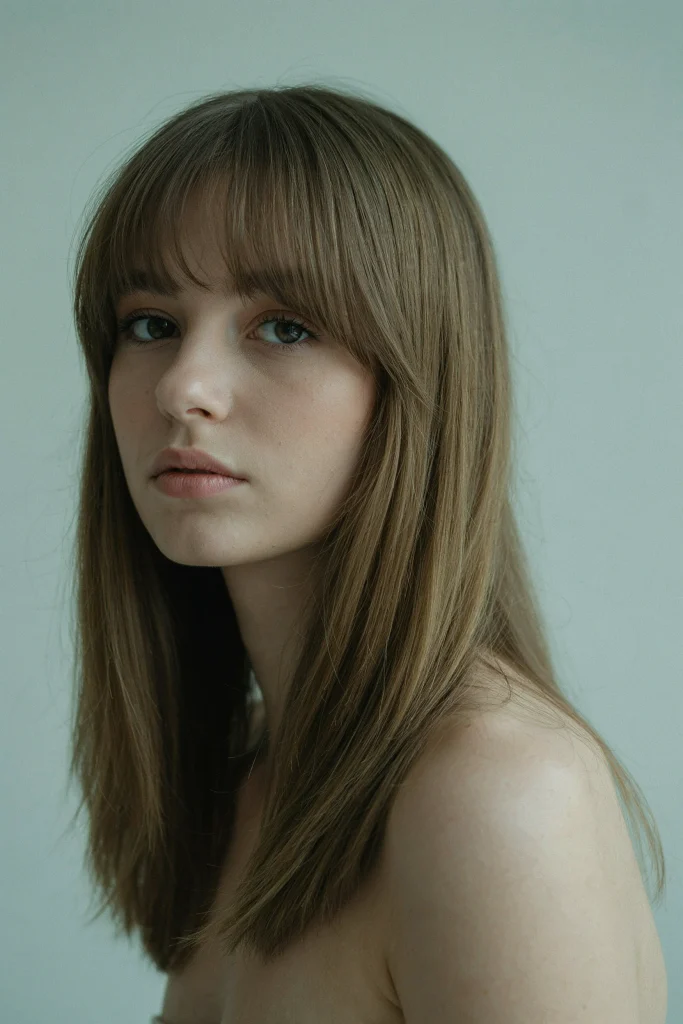 25 Long Layers with Curtain Bangs to Copy Now Blunt Long Layers with Curtain Bangs