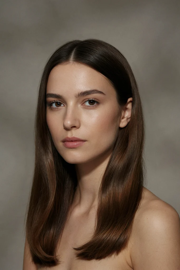 23 Glossy Straight Hair Looks That Shine Bright chocolate brown sleek straight hair