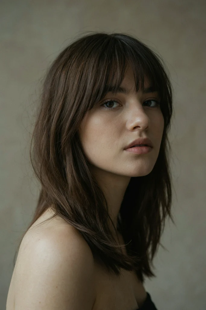 25 Long Layers with Curtain Bangs to Copy Now Choppy Long Layers with Curtain Bangs
