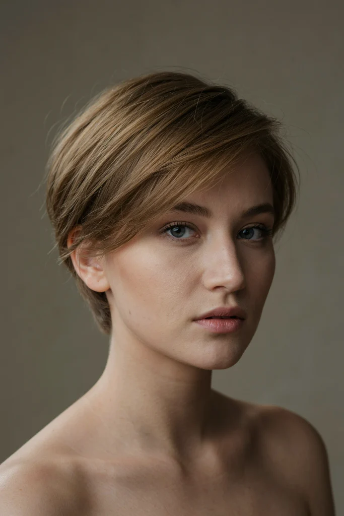 Classic Soft Pixie with Side-Swept Fringe