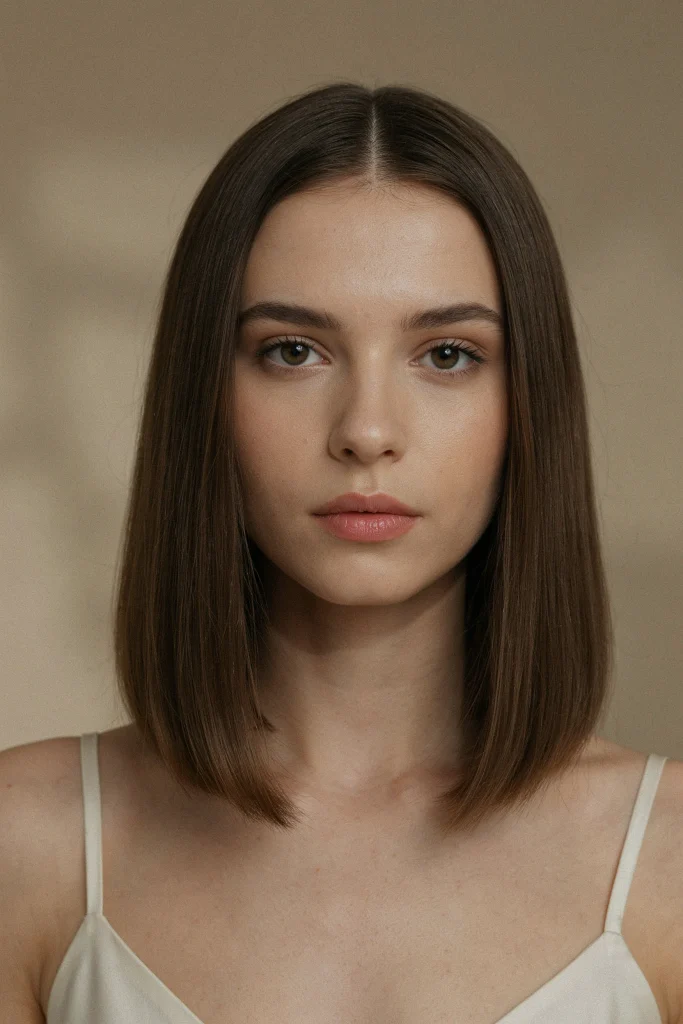 collarbone lob with center part