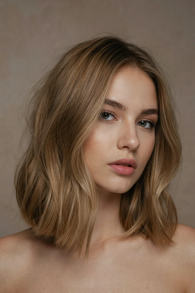 collarbone lob with highlights