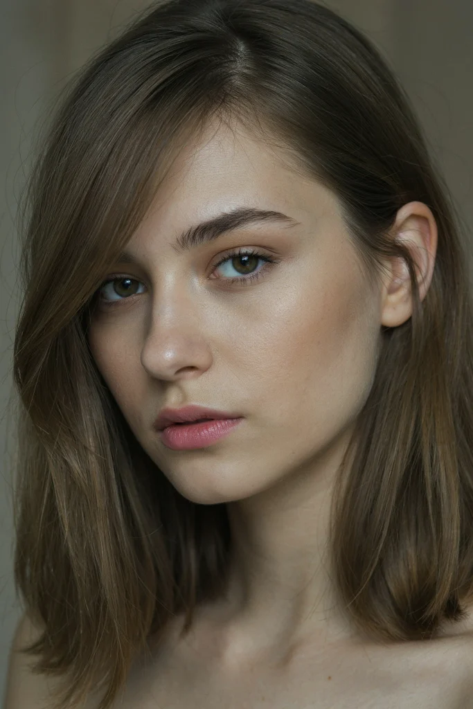 collarbone lob with side swept bangs