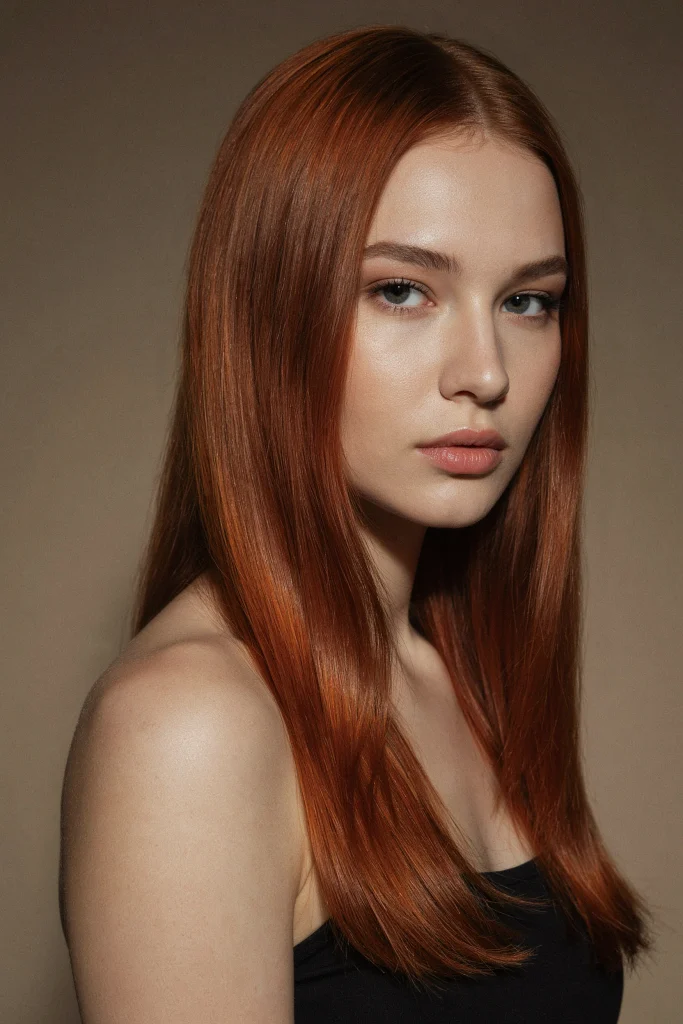 23 Glossy Straight Hair Looks That Shine Bright copper red glossy straight locks