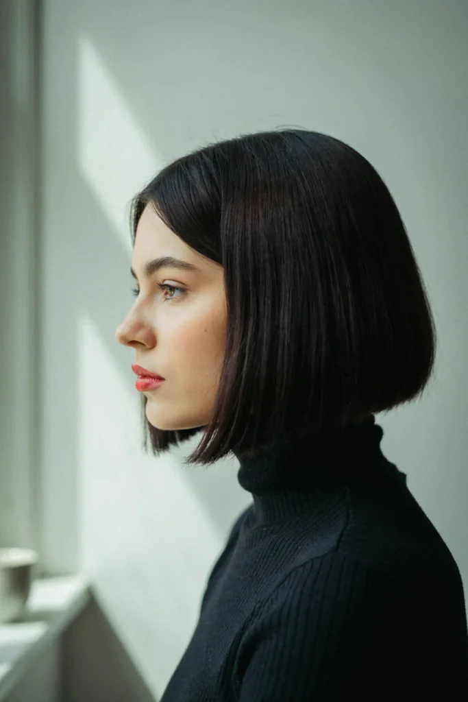 Deep Side Part Blunt Bob for Bold Glamour