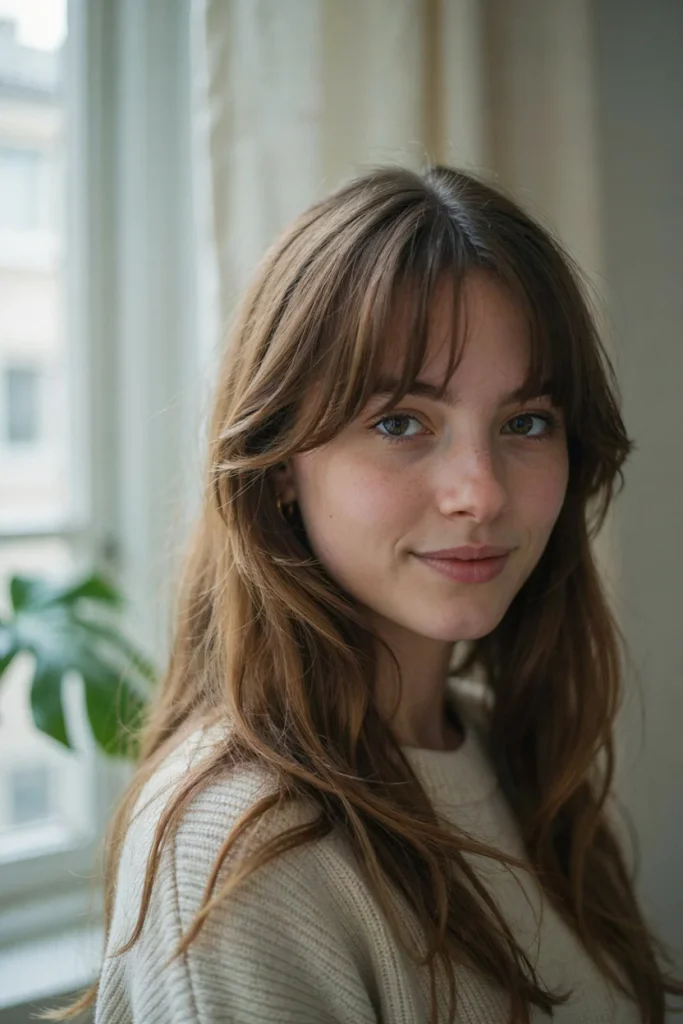 23 Open Hairstyles for a Cute Everyday Look Face-Framing Curtain Bangs with Open Length