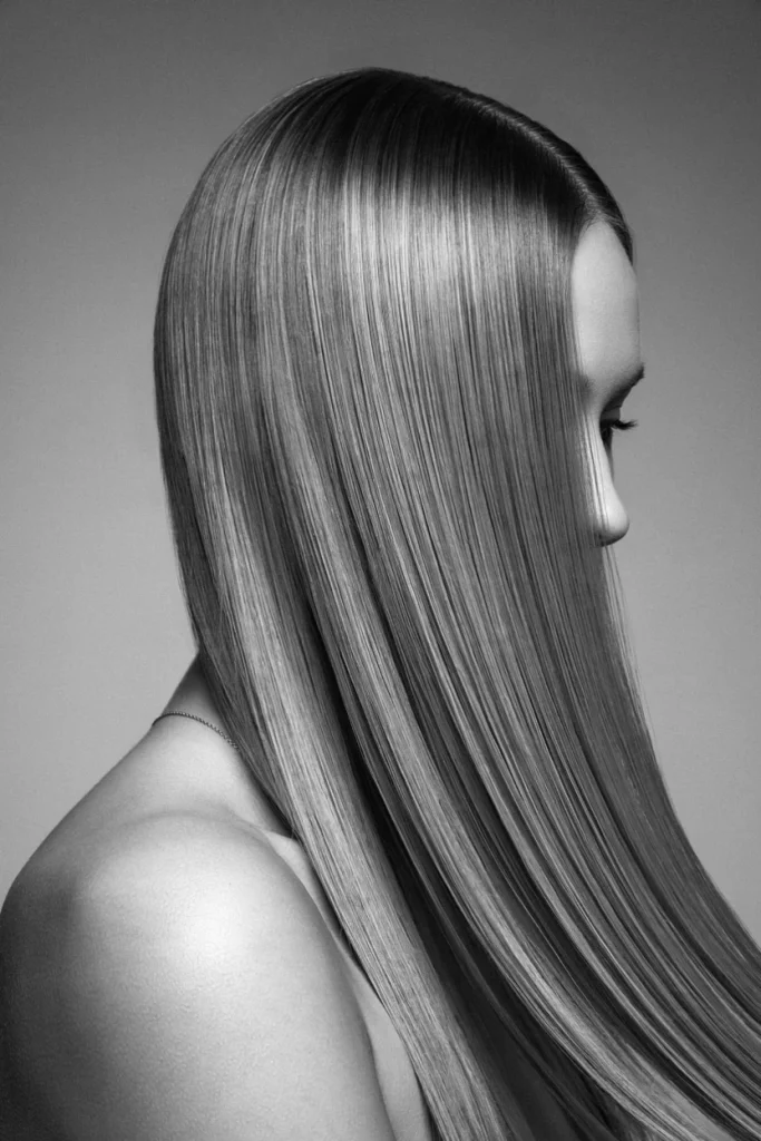 Glossy Open Hair with High Shine Finish