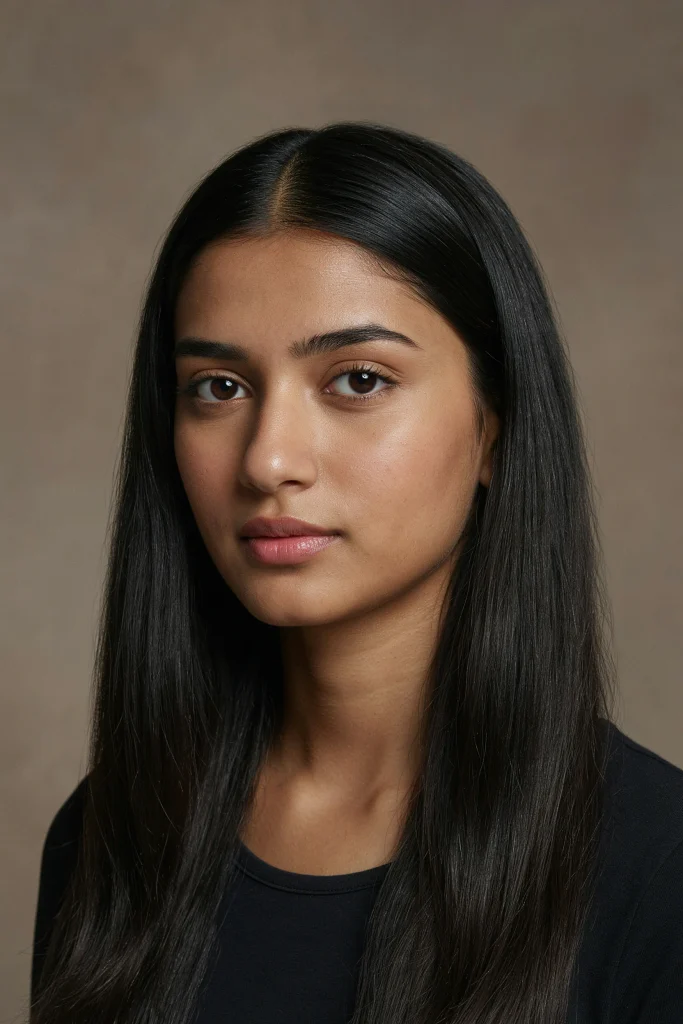  Glossy Straight Hair with Center Par
