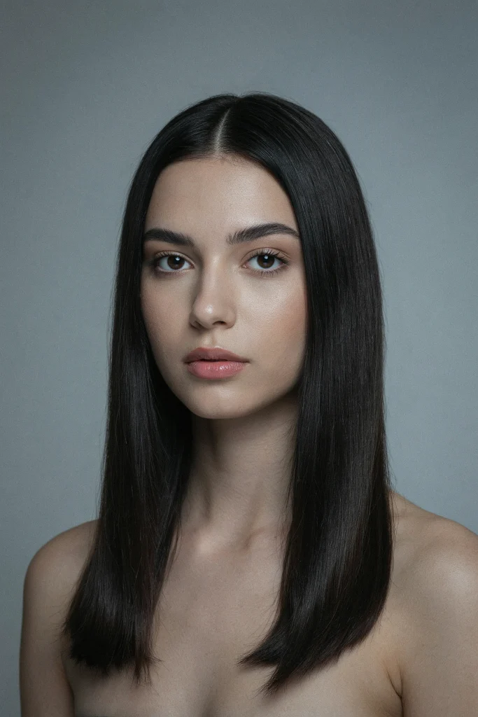 23 Glossy Straight Hair Looks That Shine Bright glossy straight hair with center part