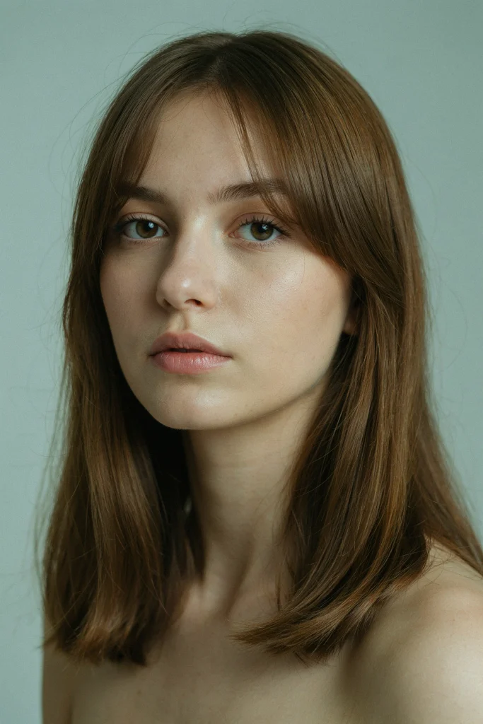 23 Glossy Straight Hair Looks That Shine Bright glossy straight hair with curtain bangs