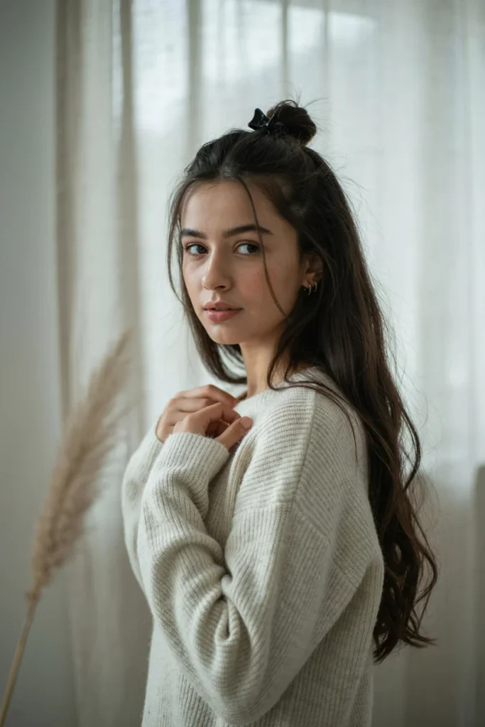 half up open hair style