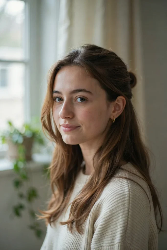 Half-Up Open Hair with Face-Framing Layers