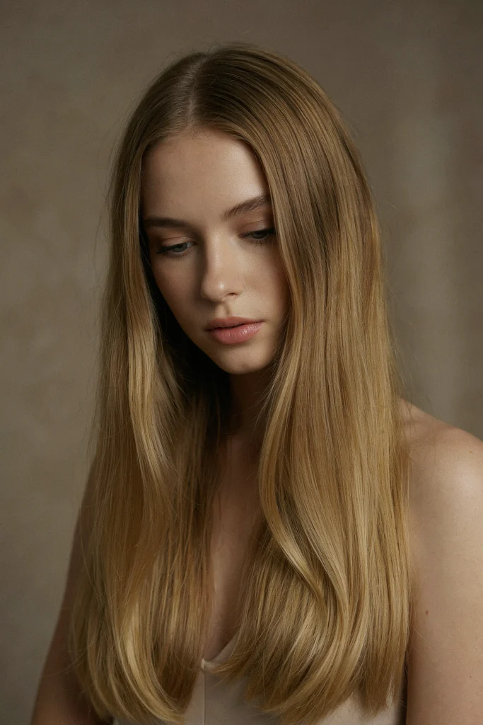 23 Glossy Straight Hair Looks That Shine Bright honey balayage glossy straight hair