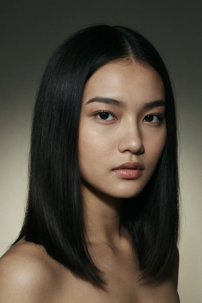 Jet Black Mirror-Shine Straight Hair