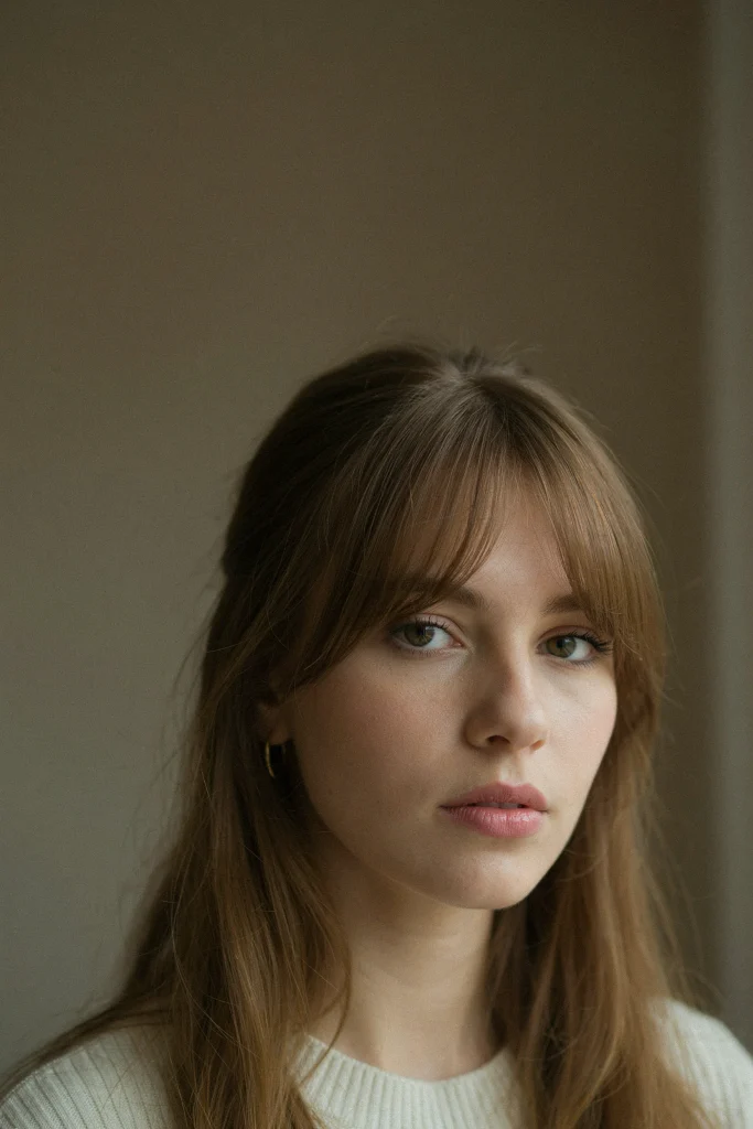 25 Long Layers with Curtain Bangs to Copy Now Long Layers with Curtain Bangs Styled Half-Up