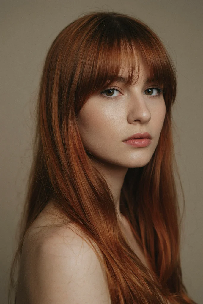 25 Long Layers with Curtain Bangs to Copy Now Long Layers with Curtain Bangs and Red Hair
