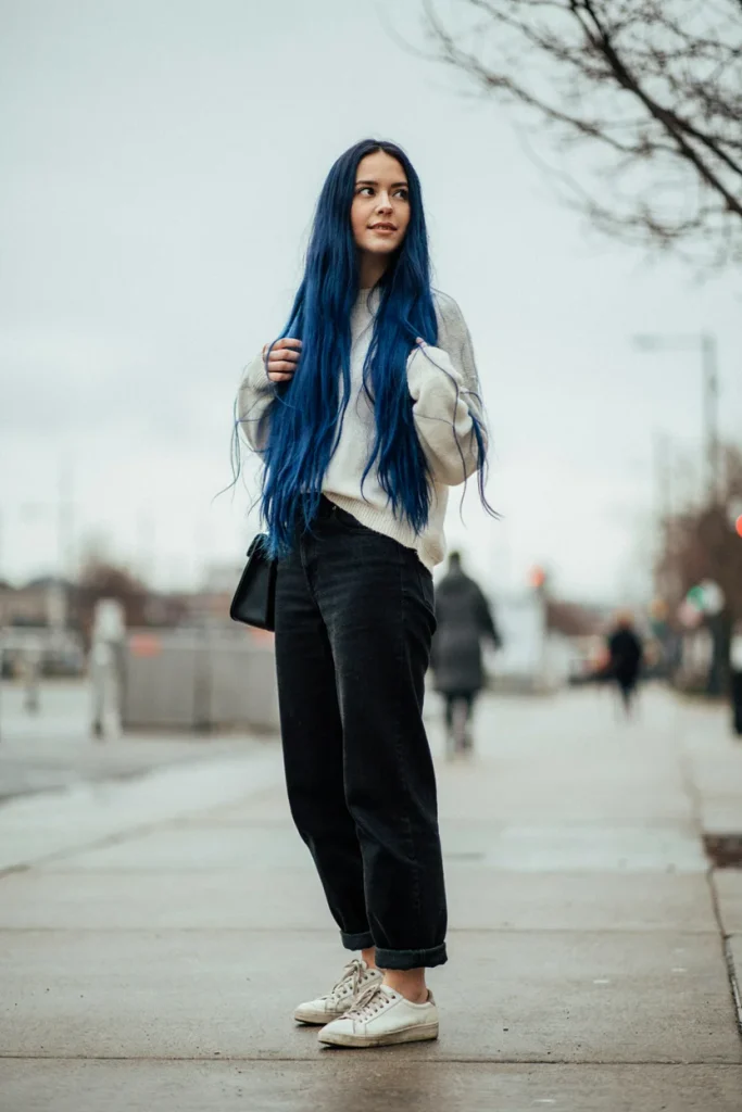 open hair with bold color