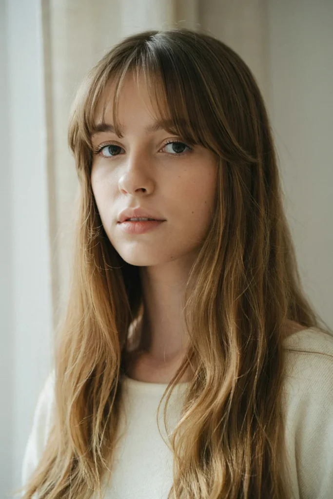 open hair with curtain bangs
