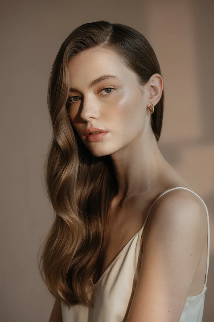 open hair with deep side part