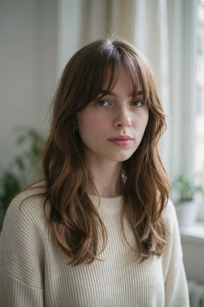  Open Hair with Face-Framing Curtain Bangs