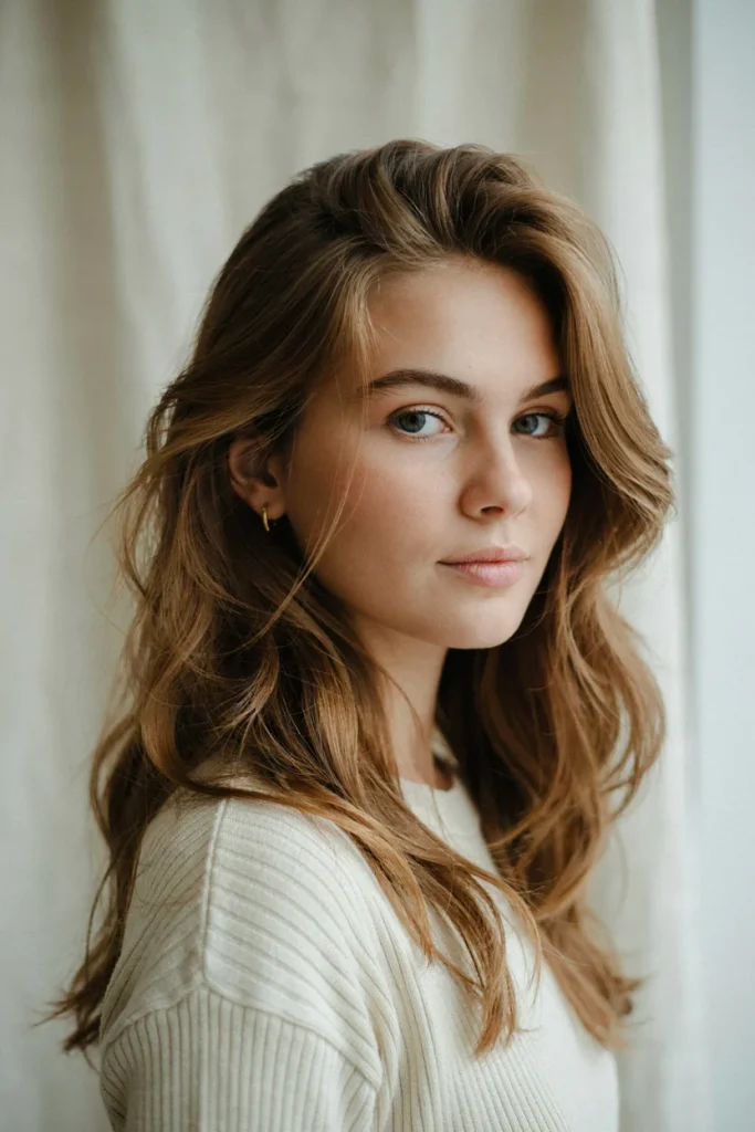  Open Hair with a Deep Side Part