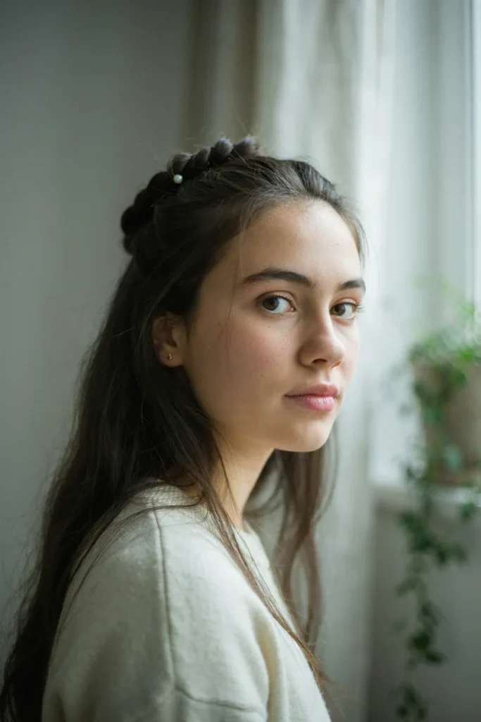 . Open Hair with a Half-Up Twist Accent