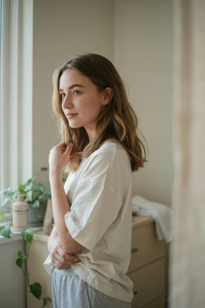 open hairstyle with air dried waves