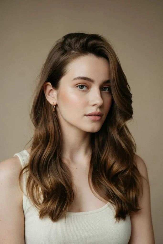 Open Hairstyle with Deep Side Part