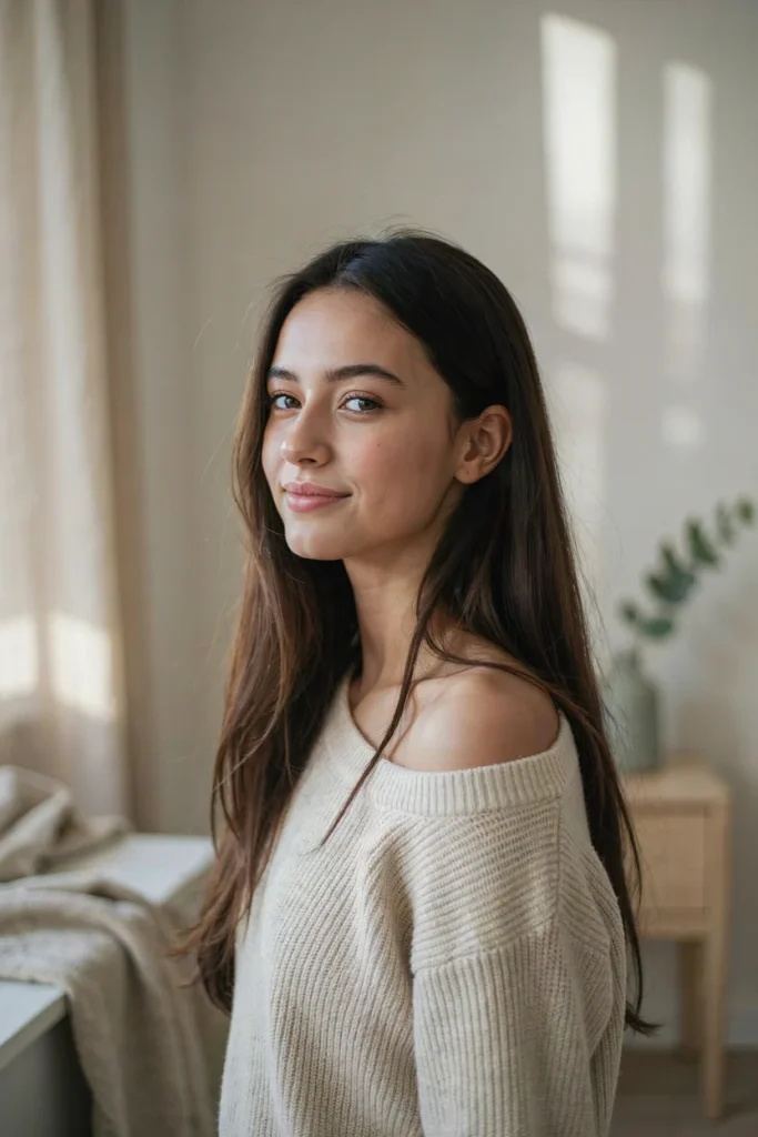 open hairstyle with natural shine