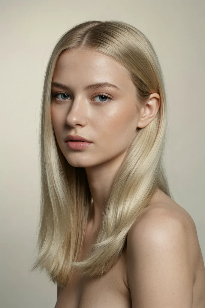  Platinum Blonde Glossy Straight Hair
