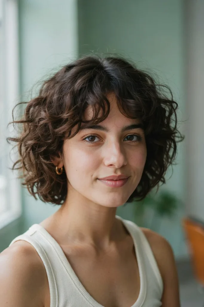 short layered cut for curly hair