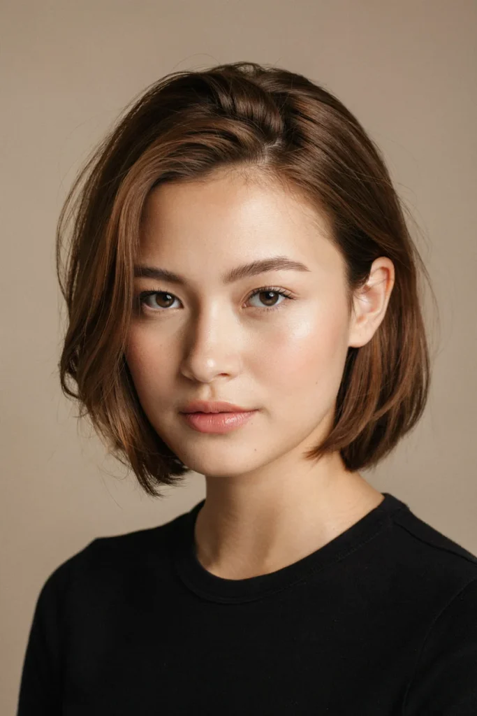 short layered cut for round faces