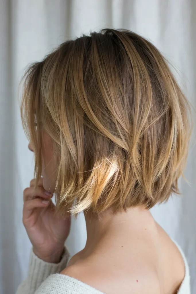 short layered cut with balayage