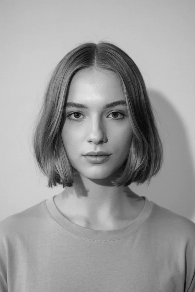 short layered cut with center part