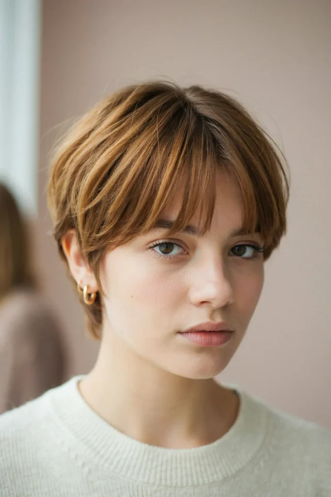 short layered cut with highlights