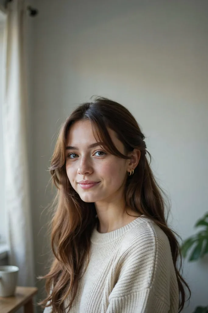  Side-Swept Bangs with Open Hair