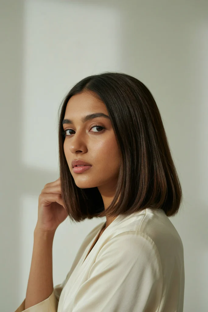  Glossy Straight Hair Looks  Silky Straight Lob with Blunt Ends