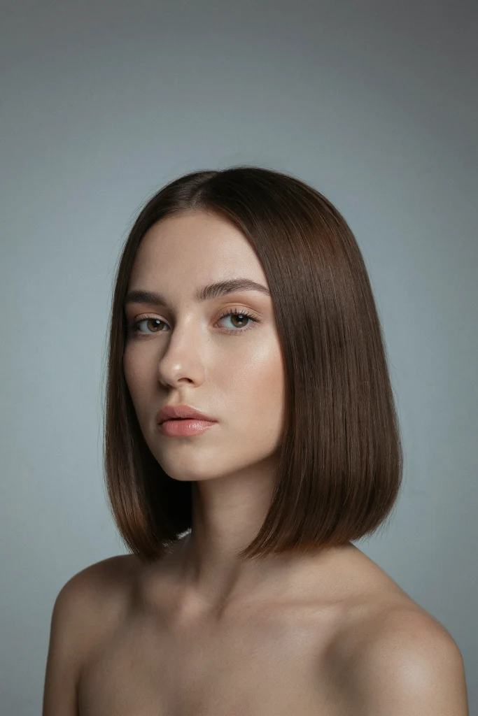 23 Glossy Straight Hair Looks That Shine Bright Glossy Straight Hair Lookssilky straight lob with blunt ends