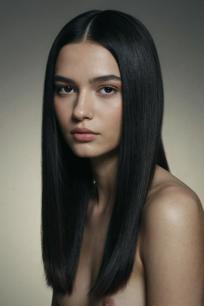  Silver Gray Glossy Straight Hair