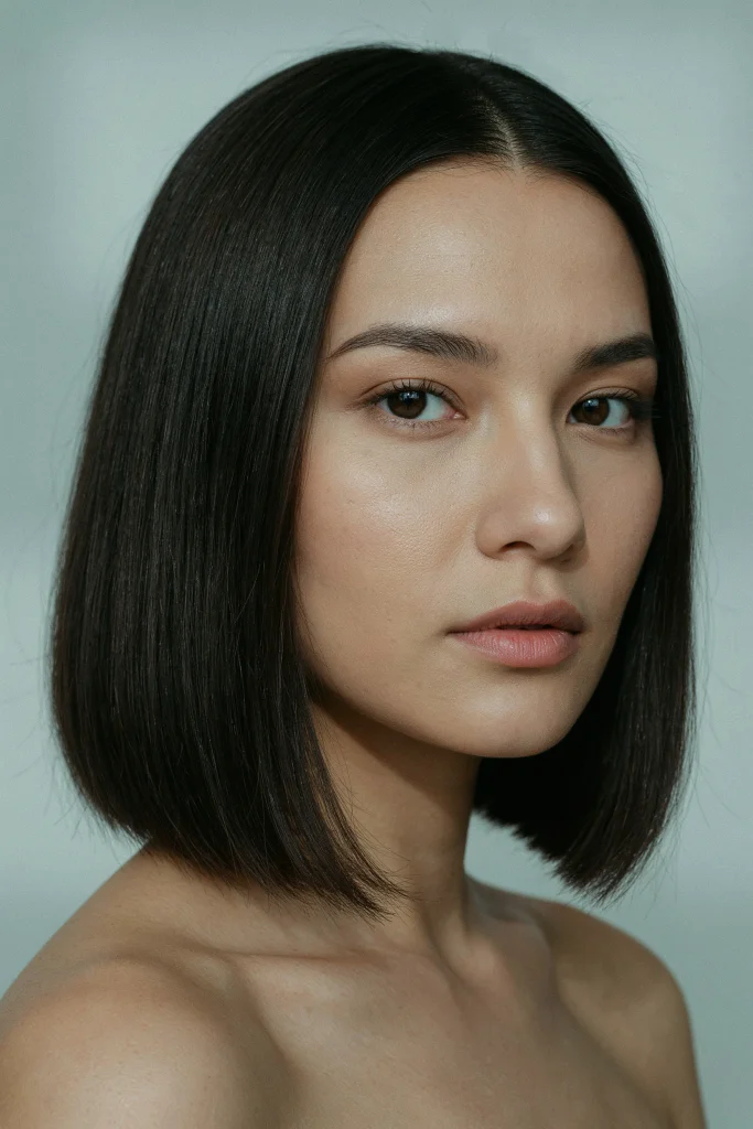  Sleek Italian Bob with Middle Part